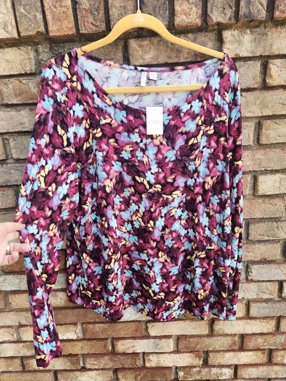 New Women’s CATO Floral Teal Maroon Shirt, size 18/20 1X